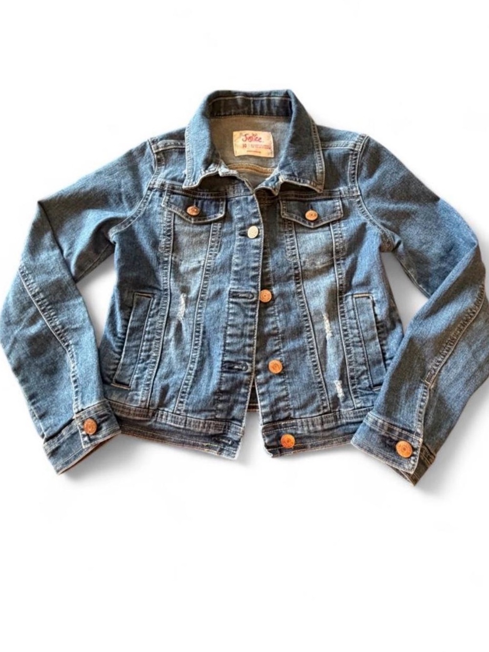 Justice Medium Blue Kids Denim Jacket with Copper Buttons